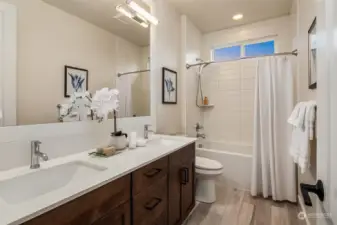 Hall bath with double vanity