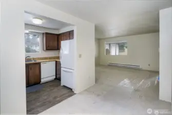 Dining to kitchen/living unit 2