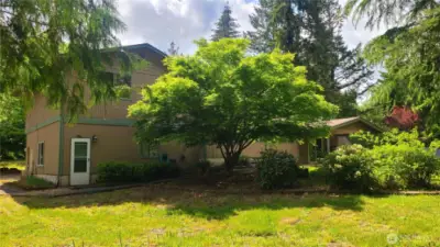 Rear of home.  Door leads to the lower level bonus room