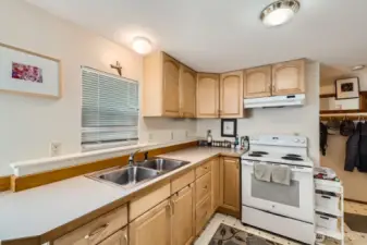 Kitchen in the ADU has a great layout with plenty of storage and prep space.