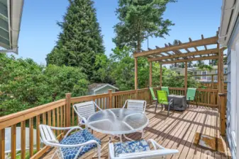 Another view of the entertainment deck. A perfect place to relax with a beverage and a book, or have a BBQ for al fresco dining!
