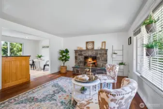 Looking from the Top of the Stairs to the Living Room & Kitchen~Open Concept~