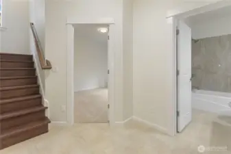 Lowe level: garage, fill bathroom, a bedroom