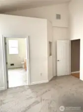 Looking into bathroom from main bedroom