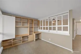 Divider shutters can be open or closed and can be rolled all the way open to the left