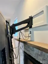 Detail showing the living room TV wall mount.