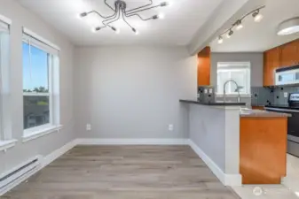 Dining room with views from the window.