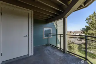 Storage closet for all your patio furniture pillows, bikes, etc.