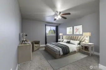 Primary bedroom with walk-in closet.