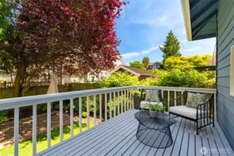 The back deck has plenty of space for a grill + dining table and/or outdoor seating area.