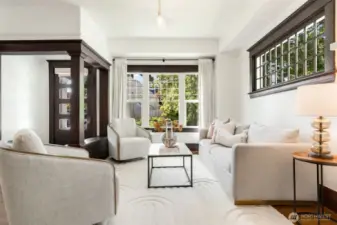 The living room, looking back toward the front of the house.
