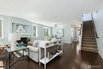 Stairs are carpeted, but all else is hardwood!