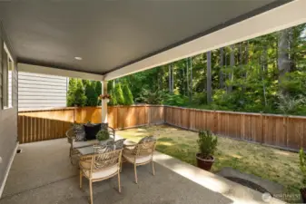 Private and covered back porch with gas hookup