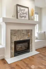 Fireplace with benches and storage