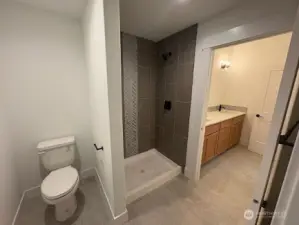 Another view of the 3/4 bathroom on the main floor, thats connected to the Jr. Primary. Home as of 8/15/25