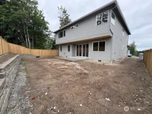 Spacious backyard is scheduled to have landscaping complete by the end of next week. Home as of 8/15/25