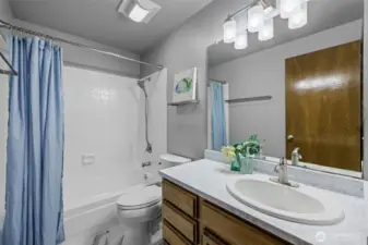 Updated hall bath with new tub/shower surrounds, countertops and flooring.