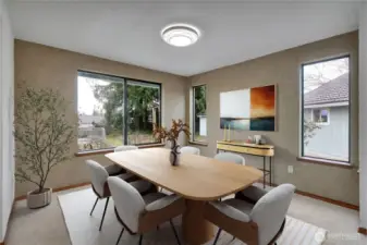 Virtually staged dining room.