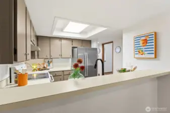 Another angle of the kitchen and showing the extra counter space.