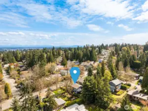 Roosevelt Way NE looking southeast. Home is on the west side of the street.