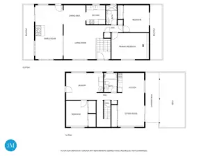 Floorplans of 1st floor (below) and 2nd floor (above).