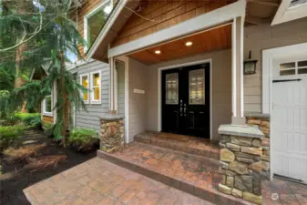 Front entry patio, with oversize double doors for a grand entry once inside.