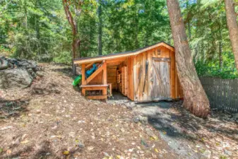 Kayak storage and boating/gear shed.