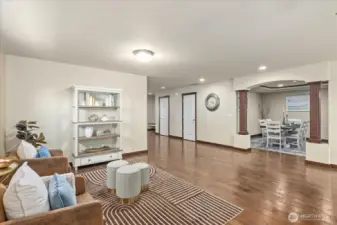 View of the formal dining, and foyer from main living space.