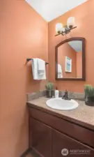 Lower level powder room off the main living space.