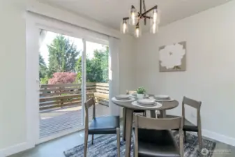Step outside to enjoy your morning coffee on the deck