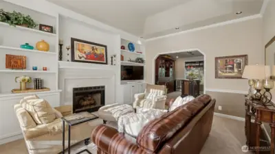 This peaceful front sitting room that feels both cozy and refined.