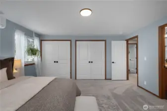 Large double closets in the primary bedroom.