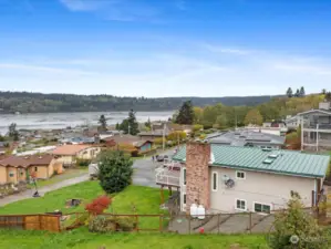 Home in foreground with view towards Sound & Cultus Bay in background.