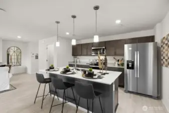 Open Concept living/dinining/kitchen-Interior Pictures: Disclaimer- Photos are of another Lina floor plan from a previous community, photos are for illustrative purposes only. Finishes, flooring, upgrades, or other features may vary.