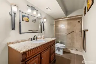 Lower level bath with heated floors