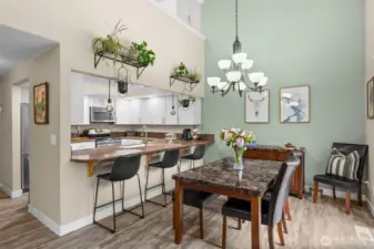 Dining and kitchen area from the living room