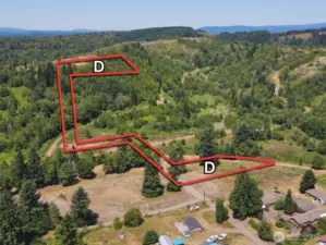 Overhead view with approximate boundaries in red.