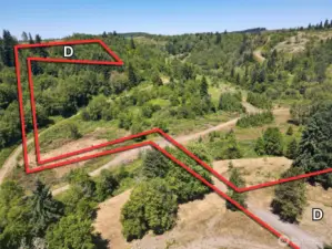 Overhead view with approximate boundaries in red.