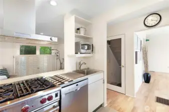 The kitchen also overlooks the reading room.