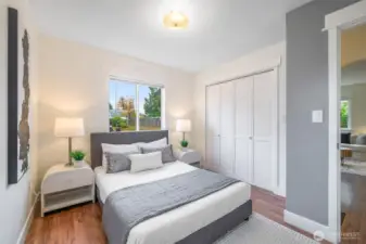 One of the two bedrooms on the main floor.