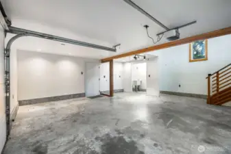 The lower garage level is large.