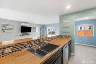 Kitchen barstool seating.