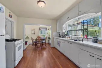 Spacious Kitchen with Fir flooring