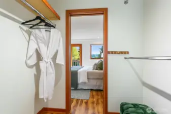 Primary closet giving privacy to the primary bedroom.