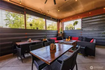 Hanging out with friends in the heated Cooper's patio area is a neat treat