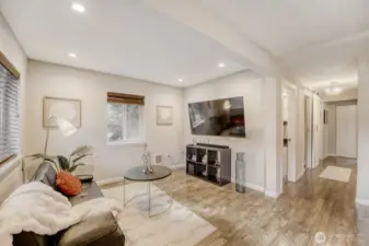 A view from the living room toward the hallway.