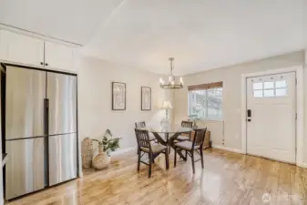 Stainless steel appliances convey with the home.