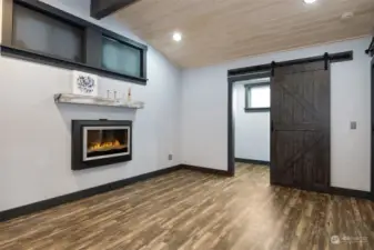 Primary Bedroom, electric fireplace, WIC  (bedroom addition complete in 2019)