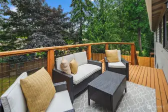 Step out from the dining room to the newly updated deck with new rails and refinished deck.