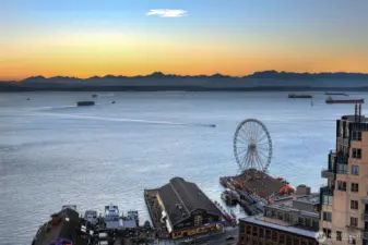 The Wheel, the Sound, the Olympics - best of Seattle views!